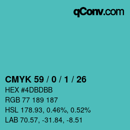 Color code: CMYK 59 / 0 / 1 / 26 | qconv.com