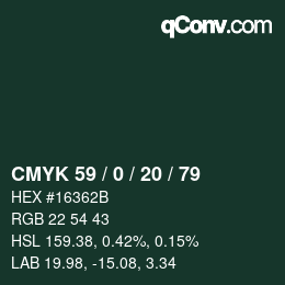 Color code: CMYK 59 / 0 / 20 / 79 | qconv.com