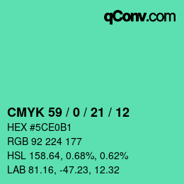 颜色代码: CMYK 59 / 0 / 21 / 12 | qconv.com