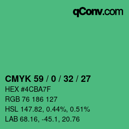 Color code: CMYK 59 / 0 / 32 / 27 | qconv.com
