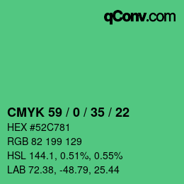 Color code: CMYK 59 / 0 / 35 / 22 | qconv.com
