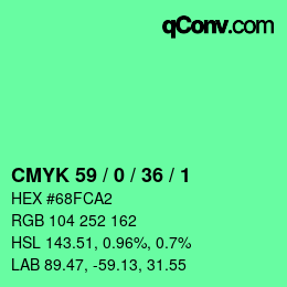 颜色代码: CMYK 59 / 0 / 36 / 1 | qconv.com