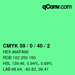 Farbcode: CMYK 59 / 0 / 40 / 2 | qconv.com