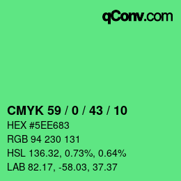 Color code: CMYK 59 / 0 / 43 / 10 | qconv.com