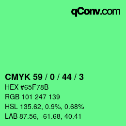 Color code: CMYK 59 / 0 / 44 / 3 | qconv.com