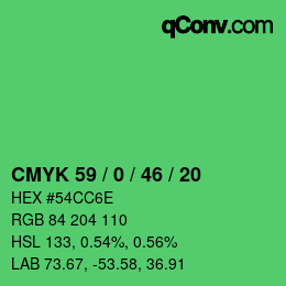 Color code: CMYK 59 / 0 / 46 / 20 | qconv.com