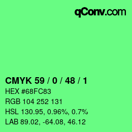 Código de color: CMYK 59 / 0 / 48 / 1 | qconv.com