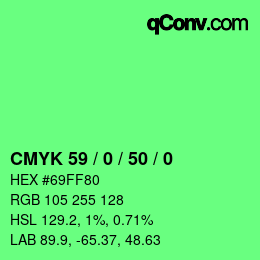 Code couleur: CMYK 59 / 0 / 50 / 0 | qconv.com