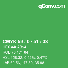 Color code: CMYK 59 / 0 / 51 / 33 | qconv.com