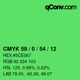 Color code: CMYK 59 / 0 / 54 / 12 | qconv.com