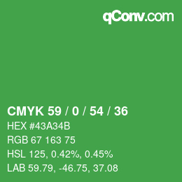 Color code: CMYK 59 / 0 / 54 / 36 | qconv.com