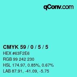 Código de color: CMYK 59 / 0 / 5 / 5 | qconv.com