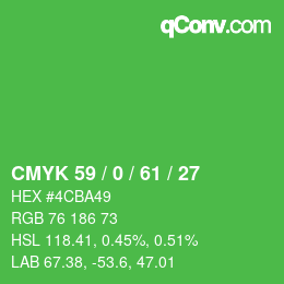 Color code: CMYK 59 / 0 / 61 / 27 | qconv.com