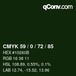 Color code: CMYK 59 / 0 / 72 / 85 | qconv.com