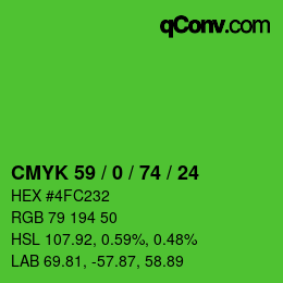 颜色代码: CMYK 59 / 0 / 74 / 24 | qconv.com