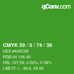 Color code: CMYK 59 / 0 / 74 / 39 | qconv.com