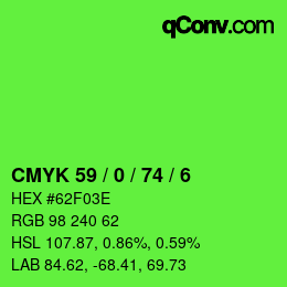 Farbcode: CMYK 59 / 0 / 74 / 6 | qconv.com