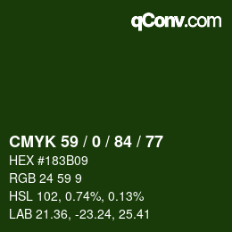 Color code: CMYK 59 / 0 / 84 / 77 | qconv.com