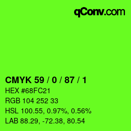 Farbcode: CMYK 59 / 0 / 87 / 1 | qconv.com