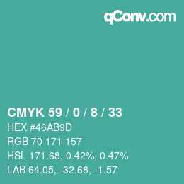 Código de color: CMYK 59 / 0 / 8 / 33 | qconv.com