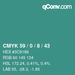 Código de color: CMYK 59 / 0 / 8 / 43 | qconv.com