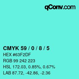カラーコード: CMYK 59 / 0 / 8 / 5 | qconv.com
