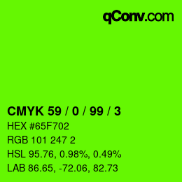 Farbcode: CMYK 59 / 0 / 99 / 3 | qconv.com
