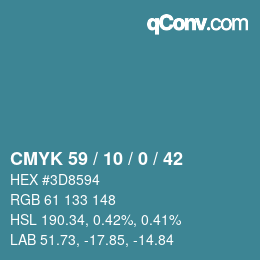 カラーコード: CMYK 59 / 10 / 0 / 42 | qconv.com