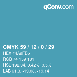 Farbcode: CMYK 59 / 12 / 0 / 29 | qconv.com