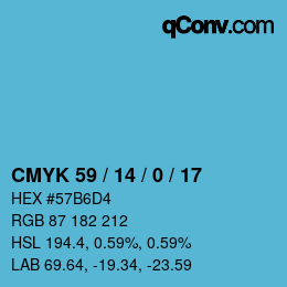 Color code: CMYK 59 / 14 / 0 / 17 | qconv.com