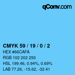 Farbcode: CMYK 59 / 19 / 0 / 2 | qconv.com