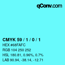 Color code: CMYK 59 / 1 / 0 / 1 | qconv.com