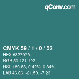 Color code: CMYK 59 / 1 / 0 / 52 | qconv.com