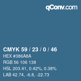 Farbcode: CMYK 59 / 23 / 0 / 46 | qconv.com