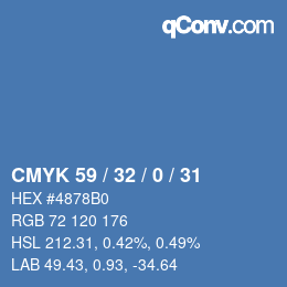 Color code: CMYK 59 / 32 / 0 / 31 | qconv.com