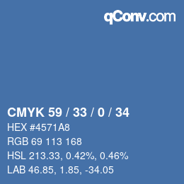 カラーコード: CMYK 59 / 33 / 0 / 34 | qconv.com