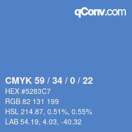カラーコード: CMYK 59 / 34 / 0 / 22 | qconv.com