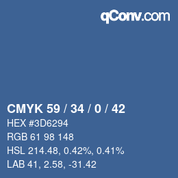 Color code: CMYK 59 / 34 / 0 / 42 | qconv.com