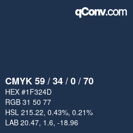 颜色代码: CMYK 59 / 34 / 0 / 70 | qconv.com