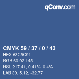 颜色代码: CMYK 59 / 37 / 0 / 43 | qconv.com