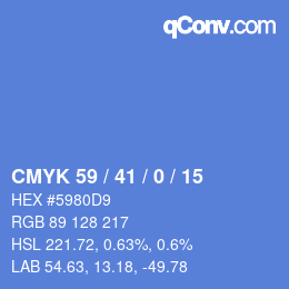 Color code: CMYK 59 / 41 / 0 / 15 | qconv.com