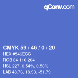 Color code: CMYK 59 / 46 / 0 / 20 | qconv.com