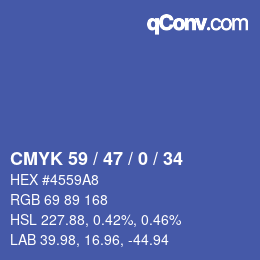 カラーコード: CMYK 59 / 47 / 0 / 34 | qconv.com