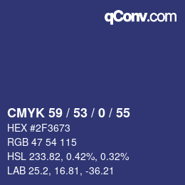Código de color: CMYK 59 / 53 / 0 / 55 | qconv.com
