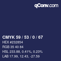 Color code: CMYK 59 / 53 / 0 / 67 | qconv.com
