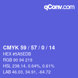 カラーコード: CMYK 59 / 57 / 0 / 14 | qconv.com
