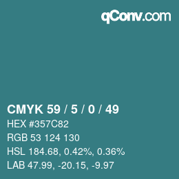 カラーコード: CMYK 59 / 5 / 0 / 49 | qconv.com