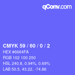 Color code: CMYK 59 / 60 / 0 / 2 | qconv.com