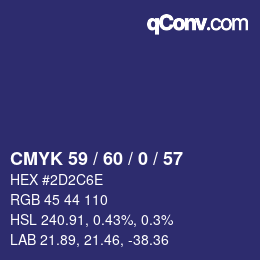 颜色代码: CMYK 59 / 60 / 0 / 57 | qconv.com