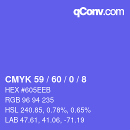 Color code: CMYK 59 / 60 / 0 / 8 | qconv.com
